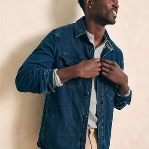 NWT FAHERTY Men’s Jersey Shirt Jacket In Indigo Size Large L MOF2318 MSRP $198